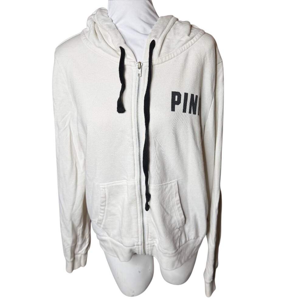 PINK Victoria's Secret fuol zip large white and black